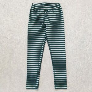 Hanna Andersson French Terry Striped Leggings, Teal Green /‎ White